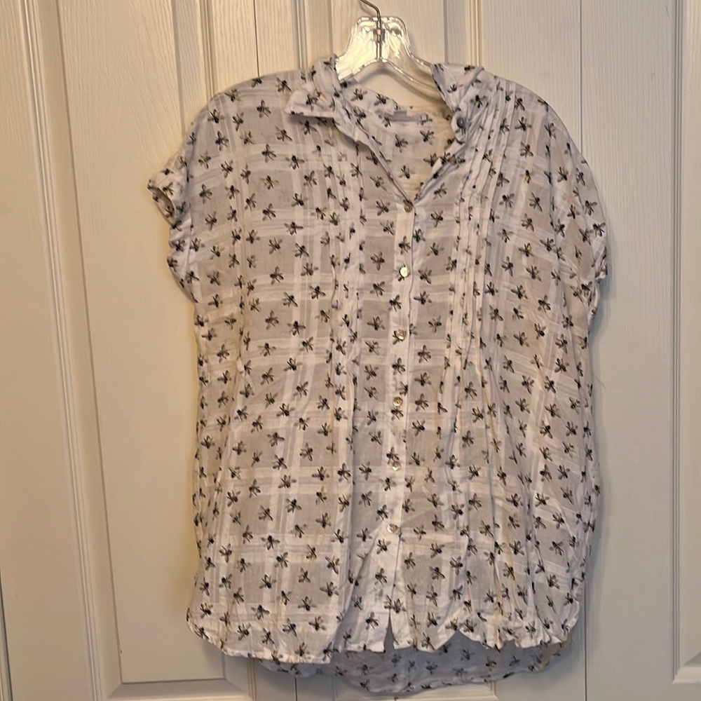 Cotton button down shirt sleeve top